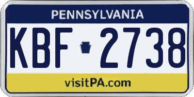 PA license plate KBF2738