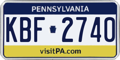 PA license plate KBF2740
