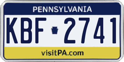 PA license plate KBF2741