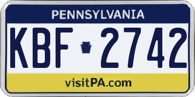PA license plate KBF2742