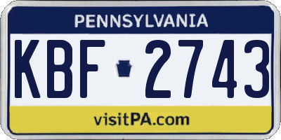 PA license plate KBF2743