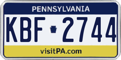 PA license plate KBF2744