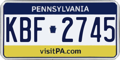PA license plate KBF2745