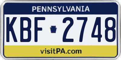 PA license plate KBF2748