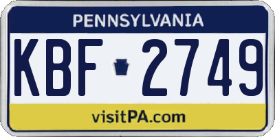PA license plate KBF2749