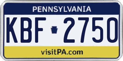 PA license plate KBF2750