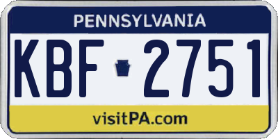 PA license plate KBF2751