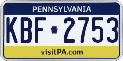 PA license plate KBF2753
