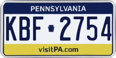 PA license plate KBF2754