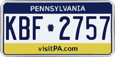 PA license plate KBF2757
