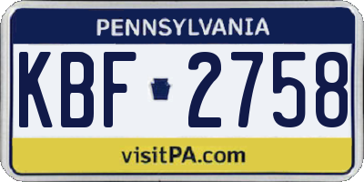 PA license plate KBF2758