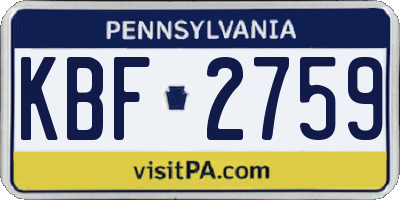 PA license plate KBF2759