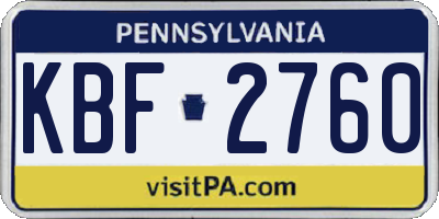 PA license plate KBF2760