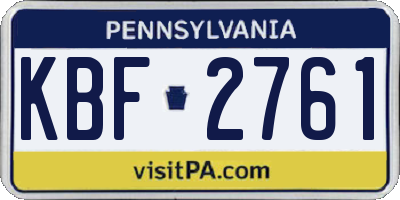 PA license plate KBF2761