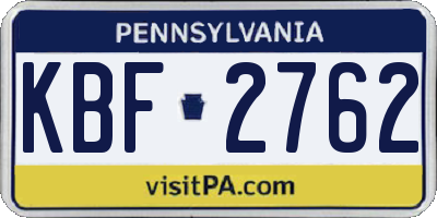 PA license plate KBF2762
