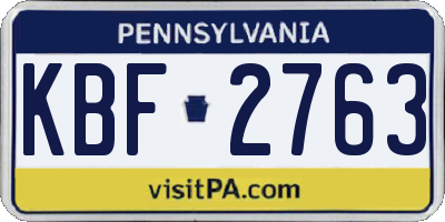 PA license plate KBF2763