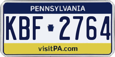 PA license plate KBF2764