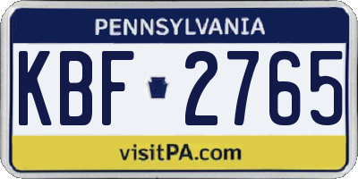 PA license plate KBF2765