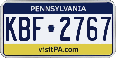 PA license plate KBF2767