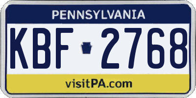 PA license plate KBF2768
