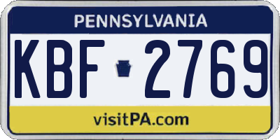 PA license plate KBF2769