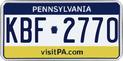 PA license plate KBF2770