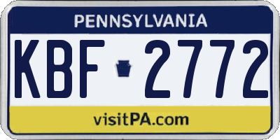PA license plate KBF2772