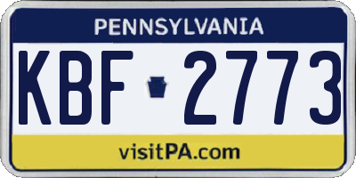 PA license plate KBF2773