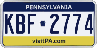 PA license plate KBF2774