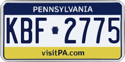PA license plate KBF2775