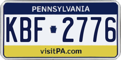 PA license plate KBF2776