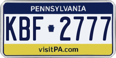 PA license plate KBF2777
