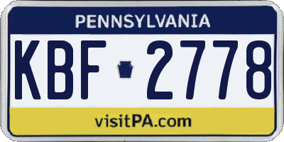 PA license plate KBF2778