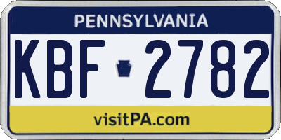 PA license plate KBF2782