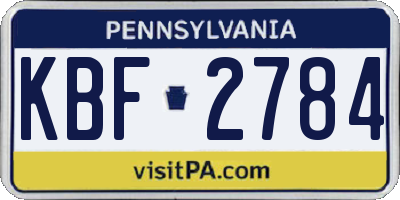 PA license plate KBF2784