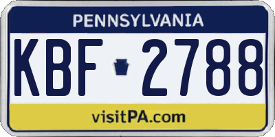 PA license plate KBF2788