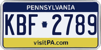 PA license plate KBF2789