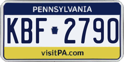 PA license plate KBF2790