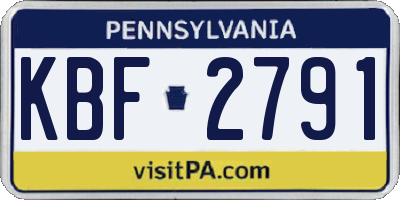 PA license plate KBF2791