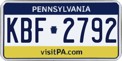 PA license plate KBF2792