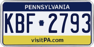 PA license plate KBF2793