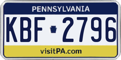 PA license plate KBF2796