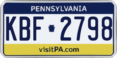 PA license plate KBF2798