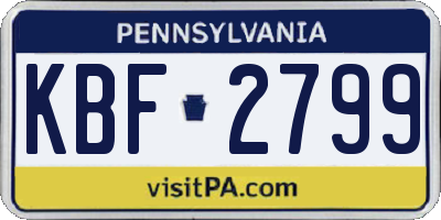 PA license plate KBF2799