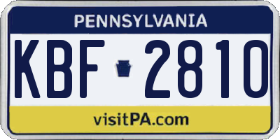 PA license plate KBF2810