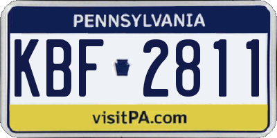 PA license plate KBF2811