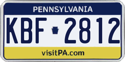 PA license plate KBF2812