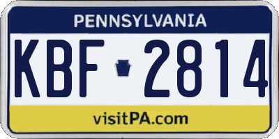 PA license plate KBF2814