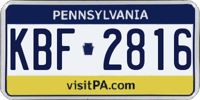 PA license plate KBF2816