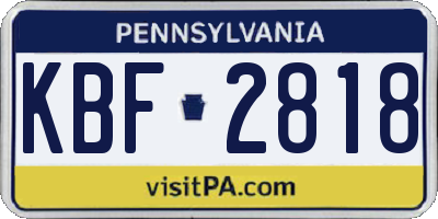 PA license plate KBF2818